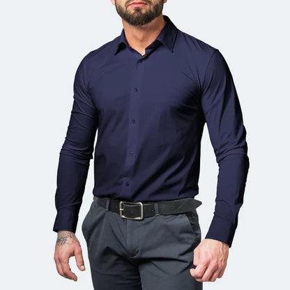 Men's Business Casual Slim Fit Non-Iron Shirt – Wrinkle-Free, Super Stretch & Easy Care