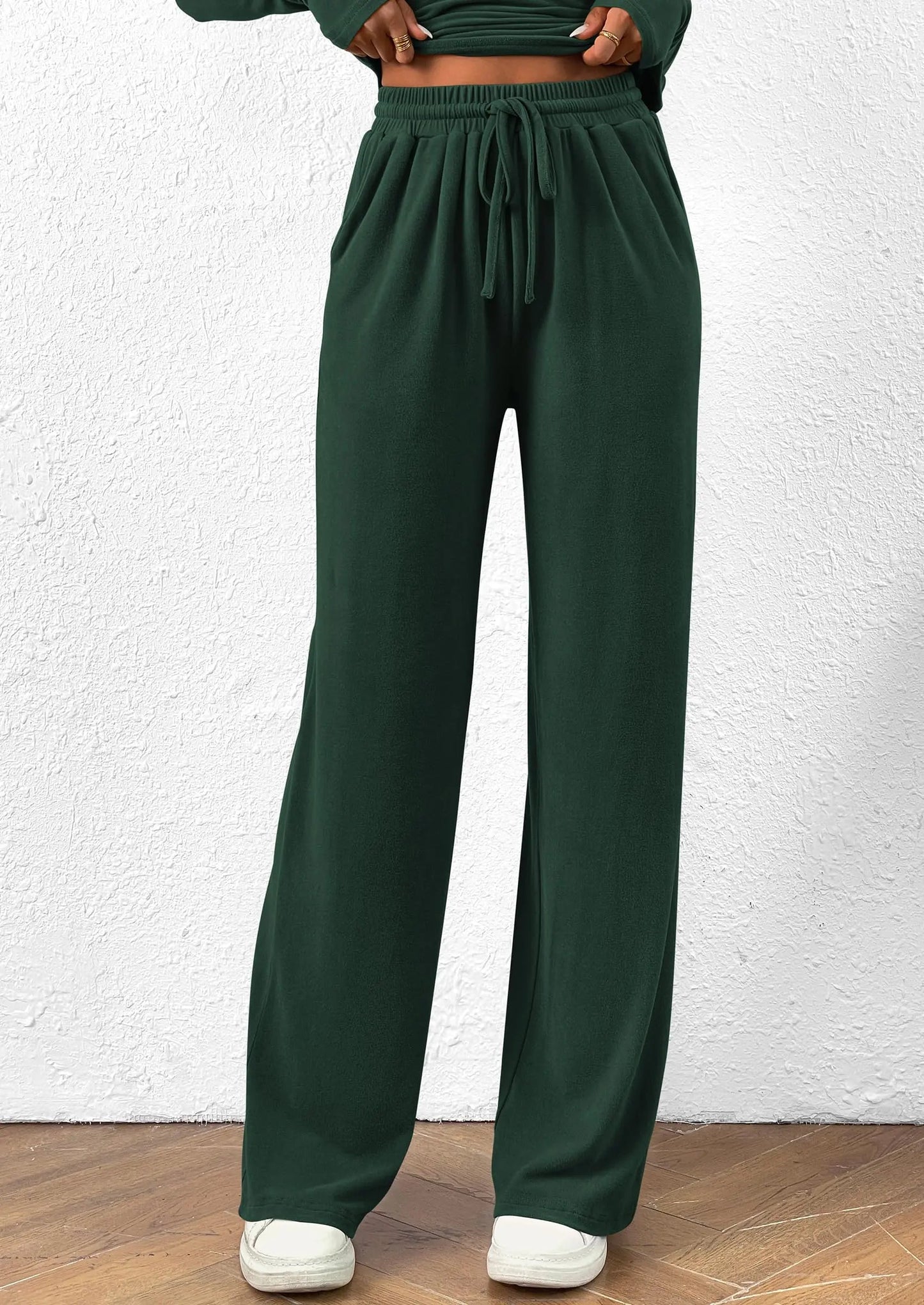 Long Sleeve T-Shirt Wide Leg Pants Casual 2 Piece Sets