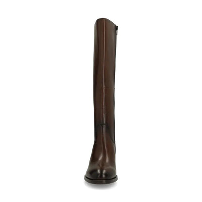 Dark Brown Knee High Boots for Women with Comfortable Block Heel – Stylish Autumn Footwear