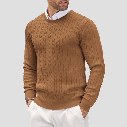 Men’s Textured Cable-Knit Pullover Sweater