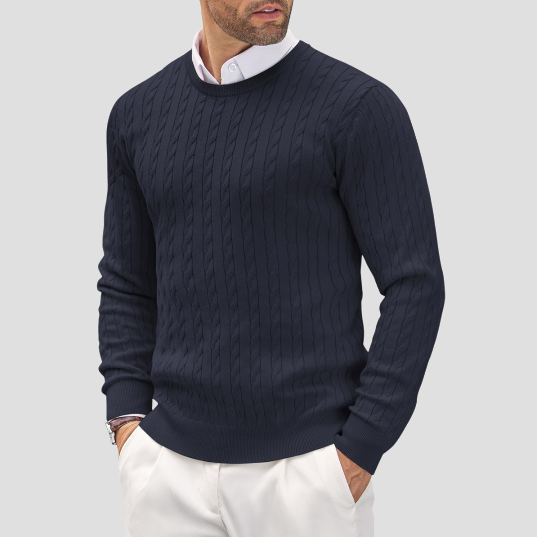 Men’s Textured Cable-Knit Pullover Sweater