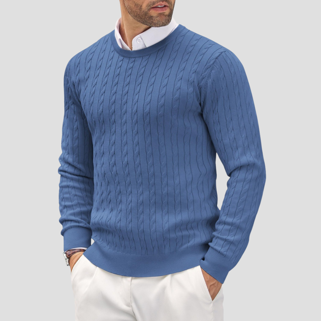Men’s Textured Cable-Knit Pullover Sweater