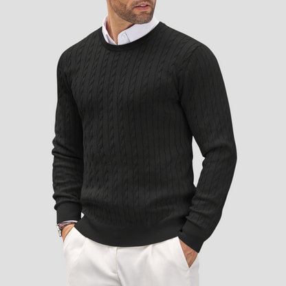Men’s Textured Cable-Knit Pullover Sweater