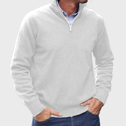Men’s Plain Knit Cashmere Sweater with Funnel Neck