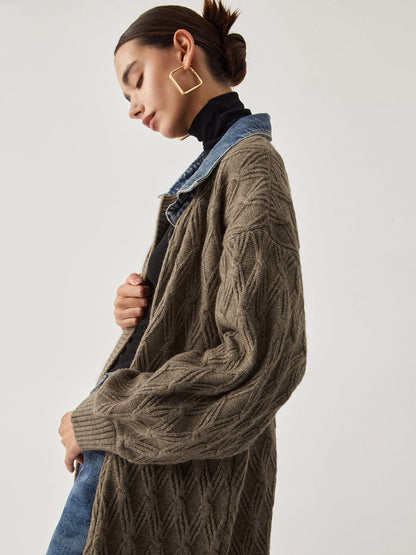 Cali | Diamond Stitch Knitting Longline Cardigan