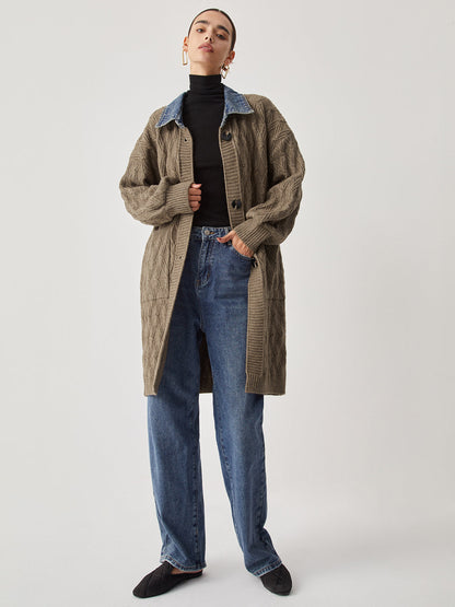 Cali | Diamond Stitch Knitting Longline Cardigan