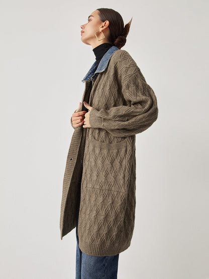 Cali | Diamond Stitch Knitting Longline Cardigan