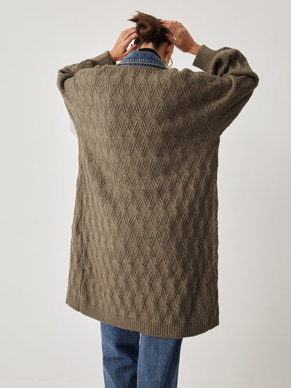 Cali | Diamond Stitch Knitting Longline Cardigan