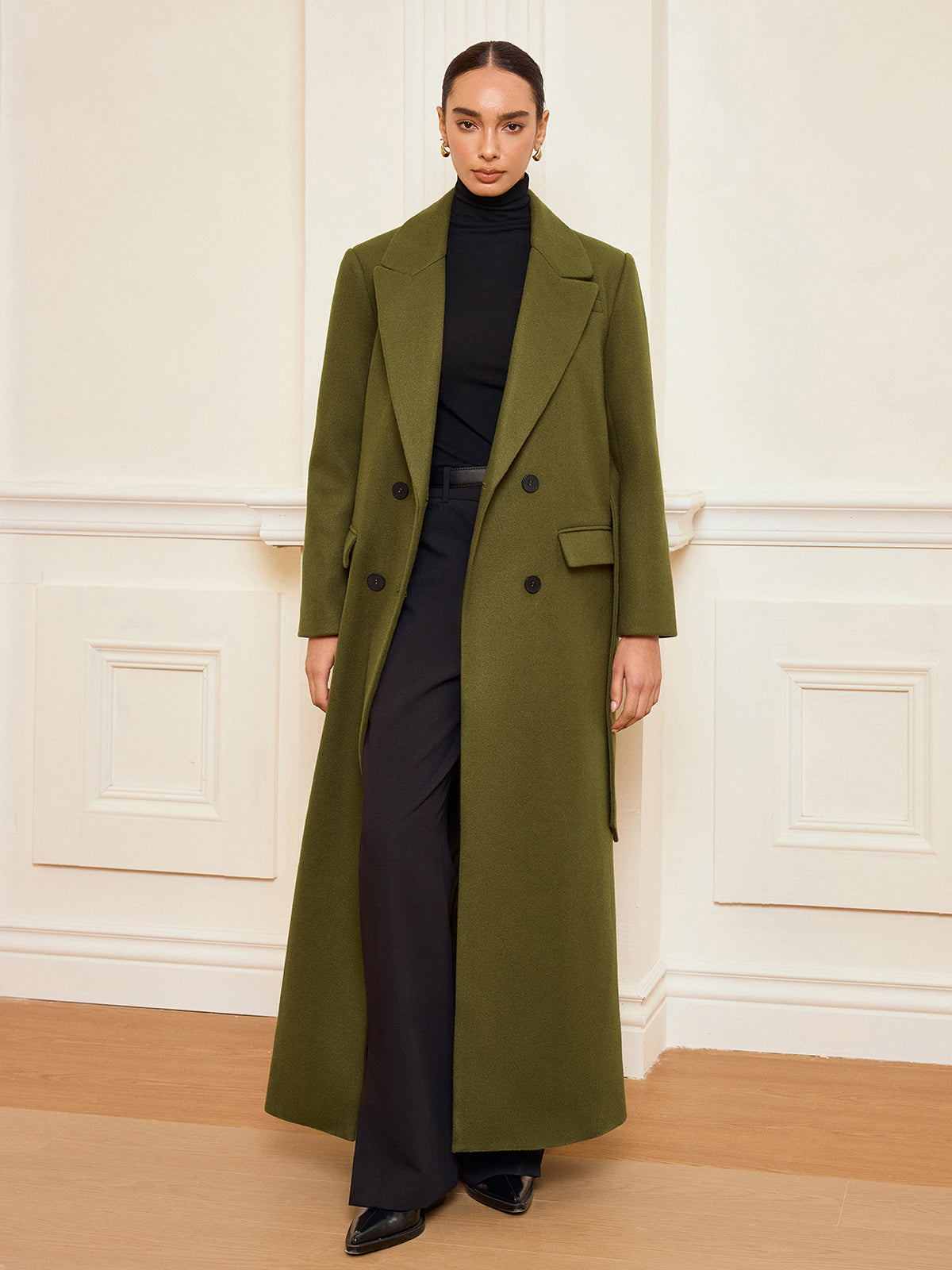 Guinevere | Double-Breasted Belted Long Coat