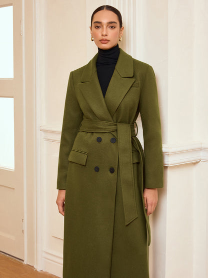 Guinevere | Double-Breasted Belted Long Coat