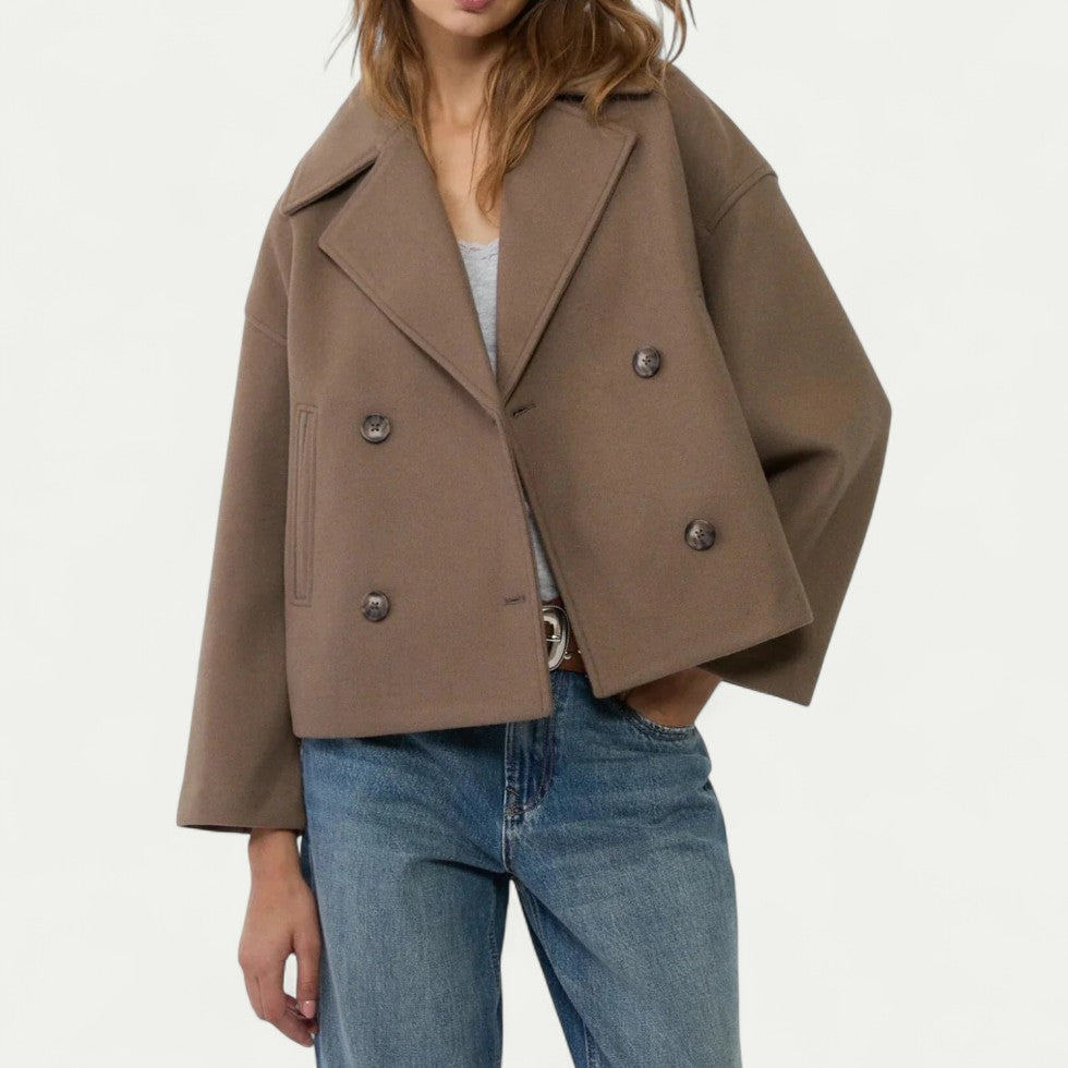 Women’s Cropped Double-Breasted Peacoat