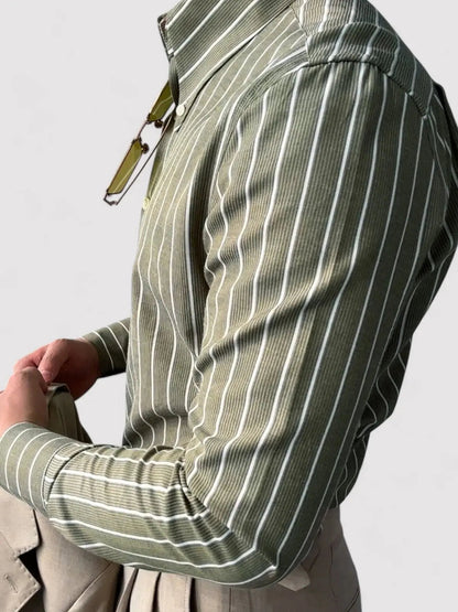 Dress Shirt - Tailored Stripe And Breathable Flexible Shape
