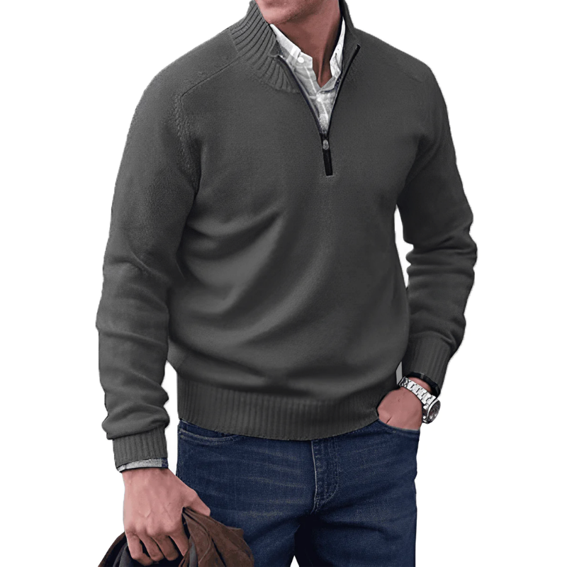Men’s Quarter Zip High Collar Knit Sweater