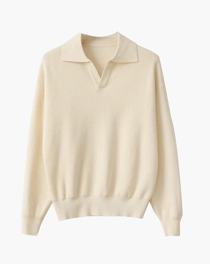 Men's Breathable Polo Sweater - Classic Comfortable Long Sleeve - BritishElegance