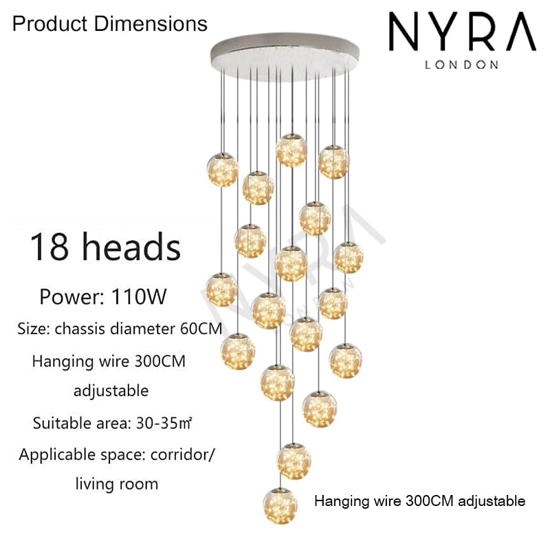 Elegant Glass Ball Staircase Lighting Fixture