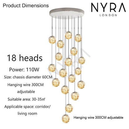 Elegant Glass Ball Staircase Lighting Fixture