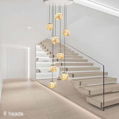 Elegant Glass Ball Staircase Lighting Fixture