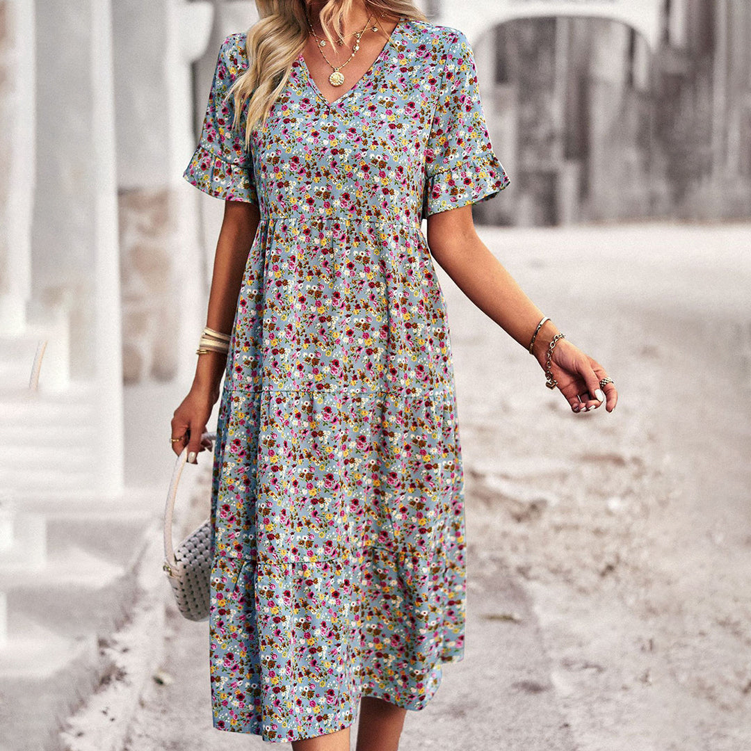 Elegant Floral Womens Casual Midi Dress