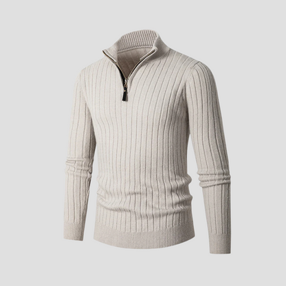 Men’s Vertical Rib Quarter-Zip Knit Sweater
