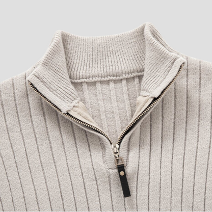 Men’s Vertical Rib Quarter-Zip Knit Sweater