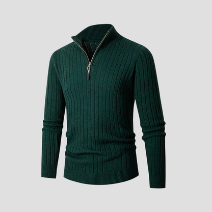 Men’s Vertical Rib Quarter-Zip Knit Sweater