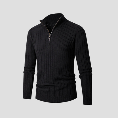 Men’s Vertical Rib Quarter-Zip Knit Sweater