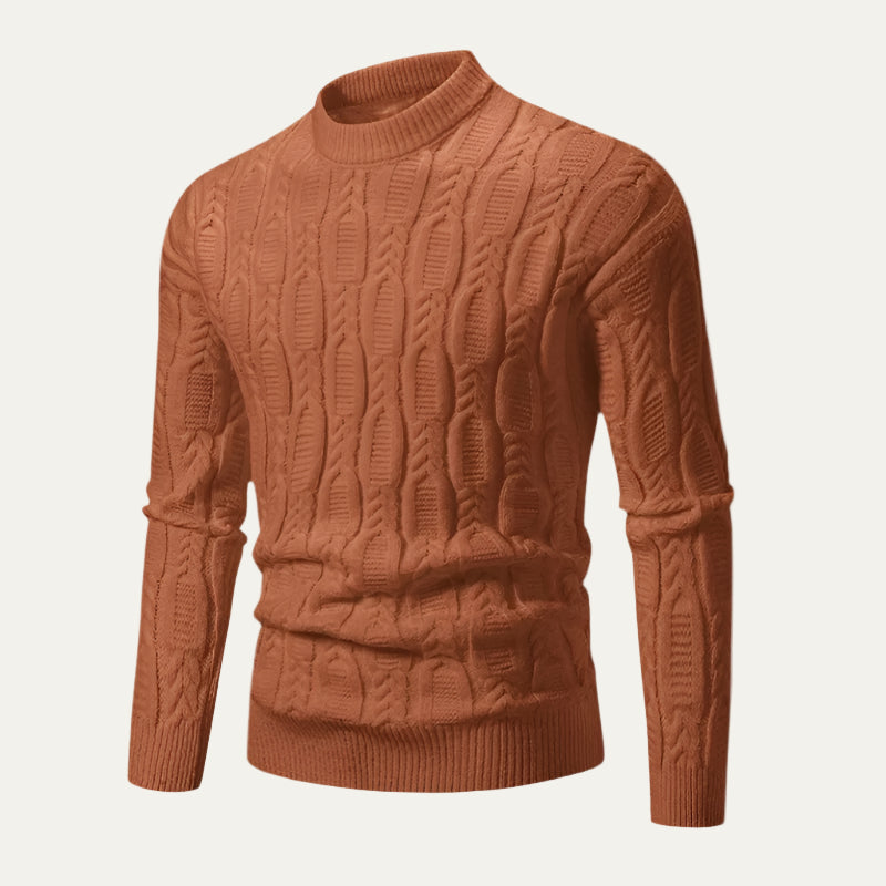 Men’s Cable Knit Mock Neck Sweater
