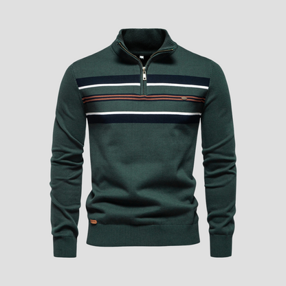 Men’s Striped Quarter-Zip Sweater