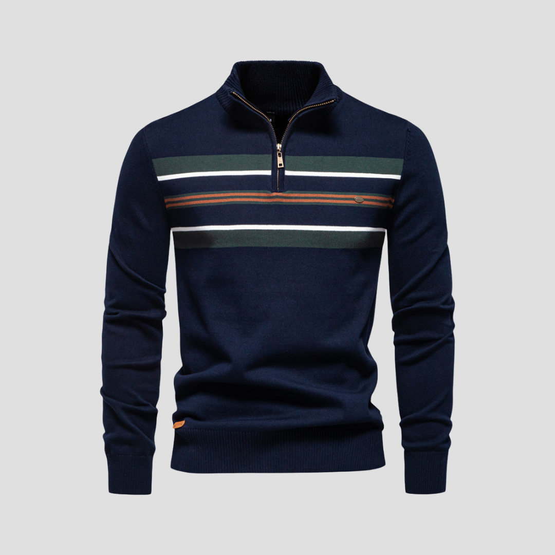 Men’s Striped Quarter-Zip Sweater