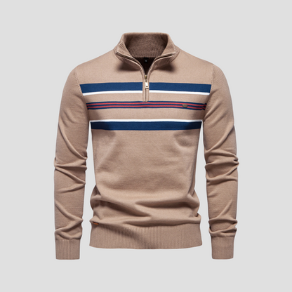 Men’s Striped Quarter-Zip Sweater