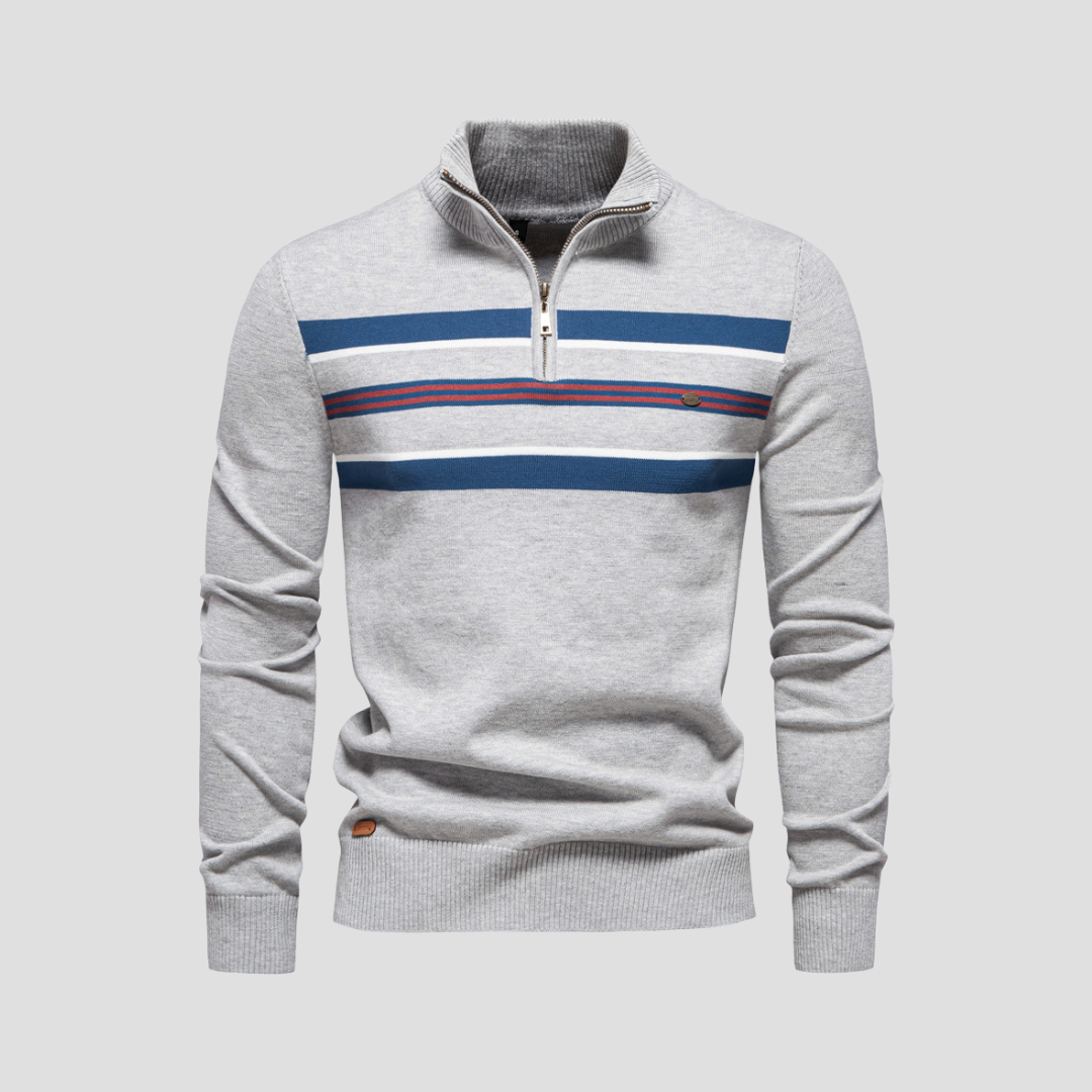 Men’s Striped Quarter-Zip Sweater