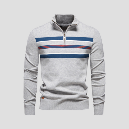 Men’s Striped Quarter-Zip Sweater