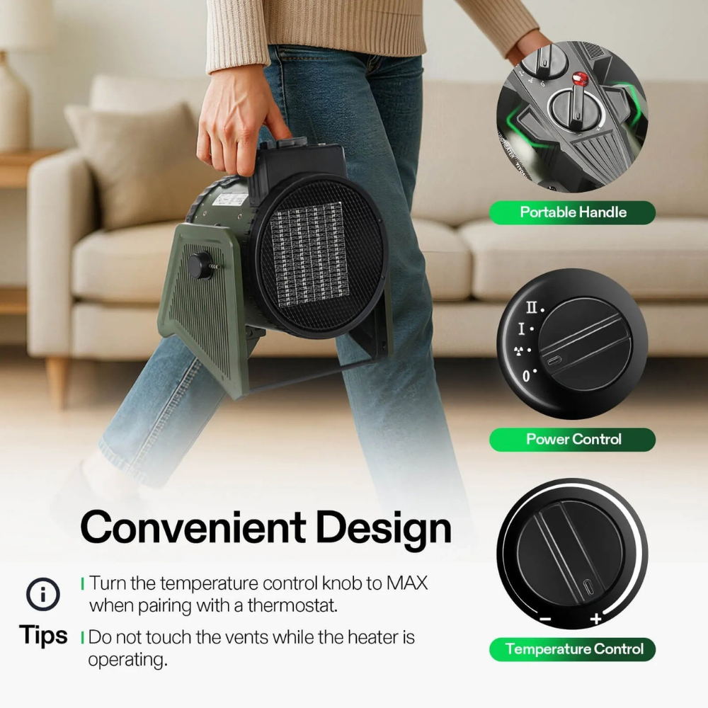 GreenHeat | Adjustable Thermostat Space Heater for Greenhouse Use