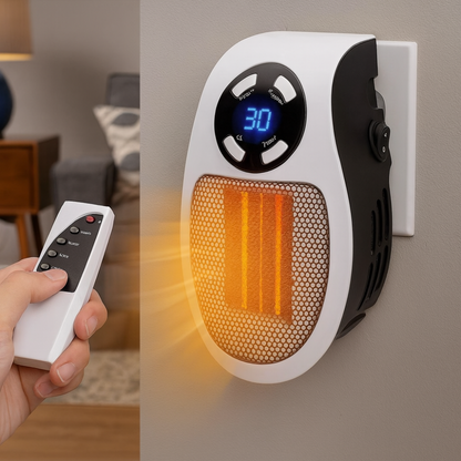 HeatPlug | Plug-In Mini Wall Electric Space Heater with Remote Control