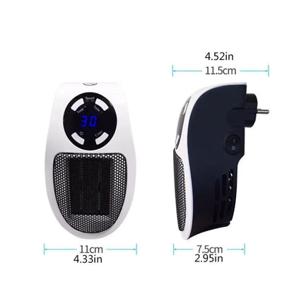 HeatPlug | Plug-In Mini Wall Electric Space Heater with Remote Control