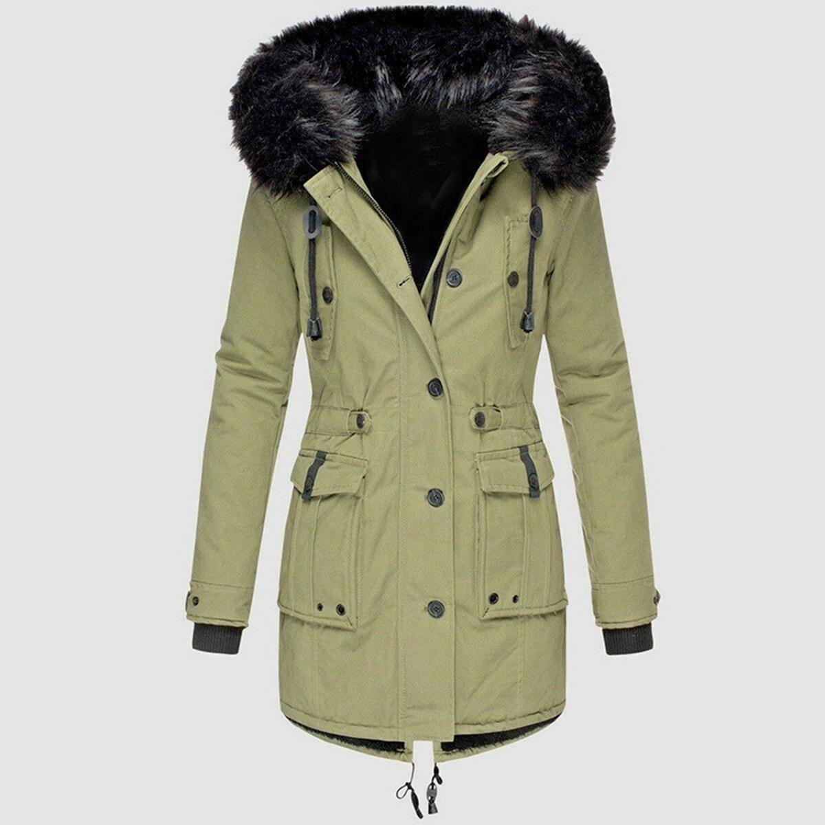 Warm Faux Fur Lined Winter Parka Coat