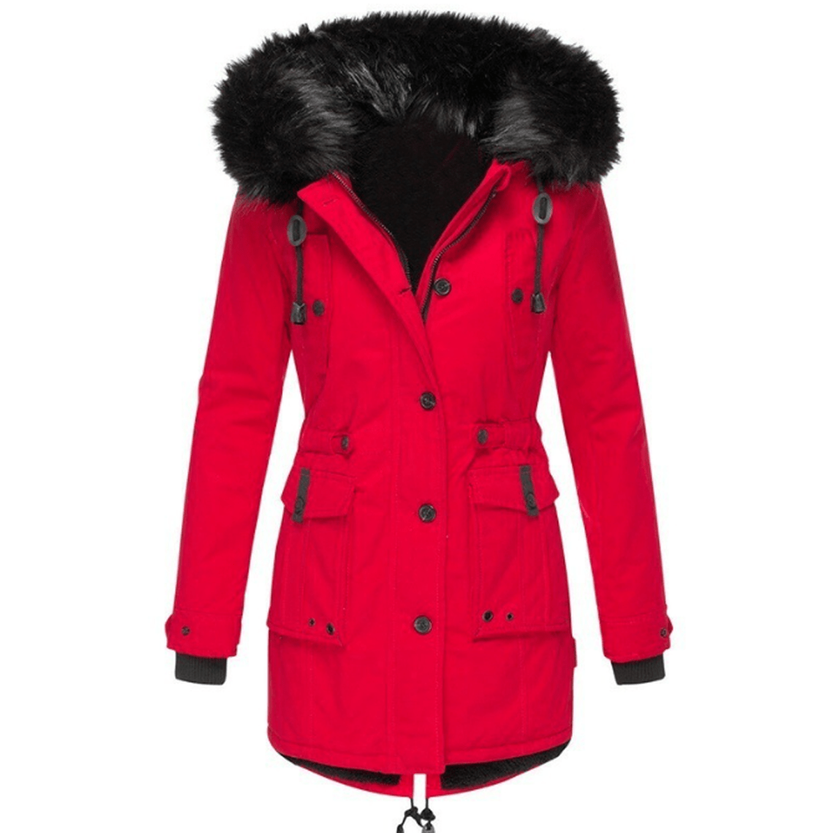Warm Faux Fur Lined Winter Parka Coat