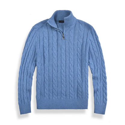Cotton Half-Zip Winter Sweater Men