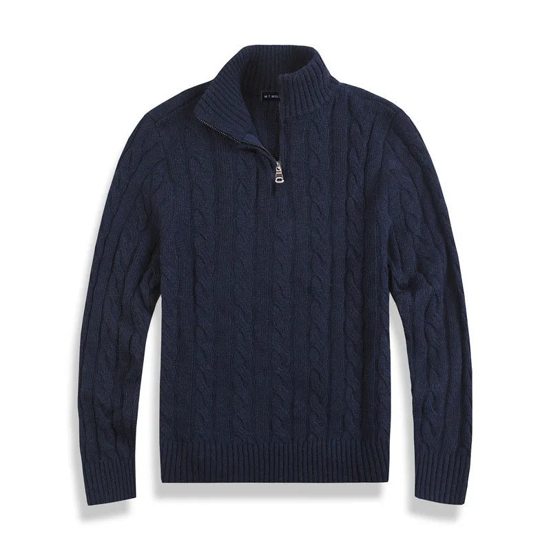 Cotton Half-Zip Winter Sweater Men