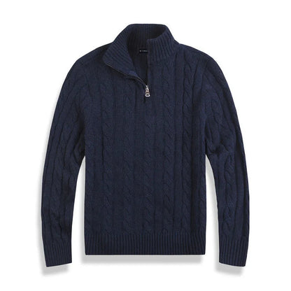 Cotton Half-Zip Winter Sweater Men