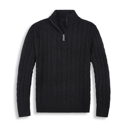 Cotton Half-Zip Winter Sweater Men