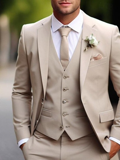 Khaki Slim Fit Wedding Suit Men