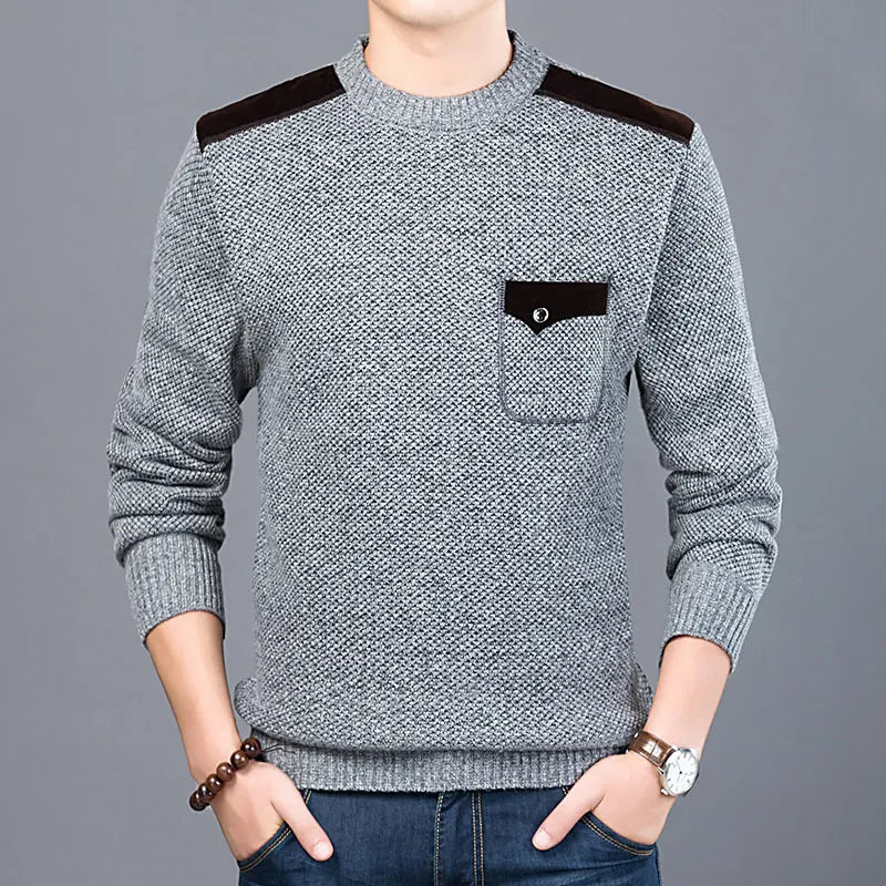 Ribbed Crew Neck Sweater Men