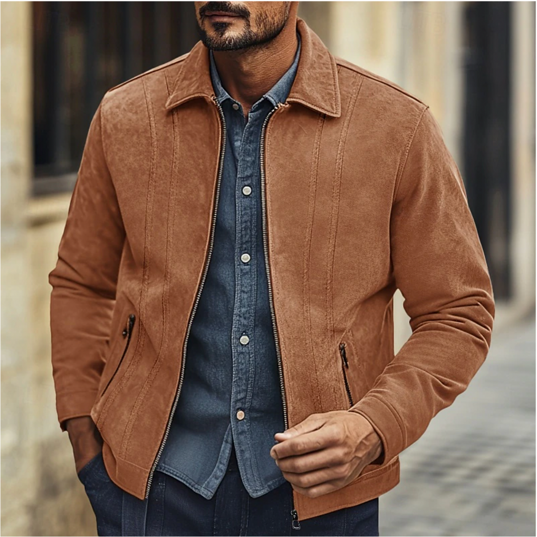 Olivier | Suede Bomber Jacket Men