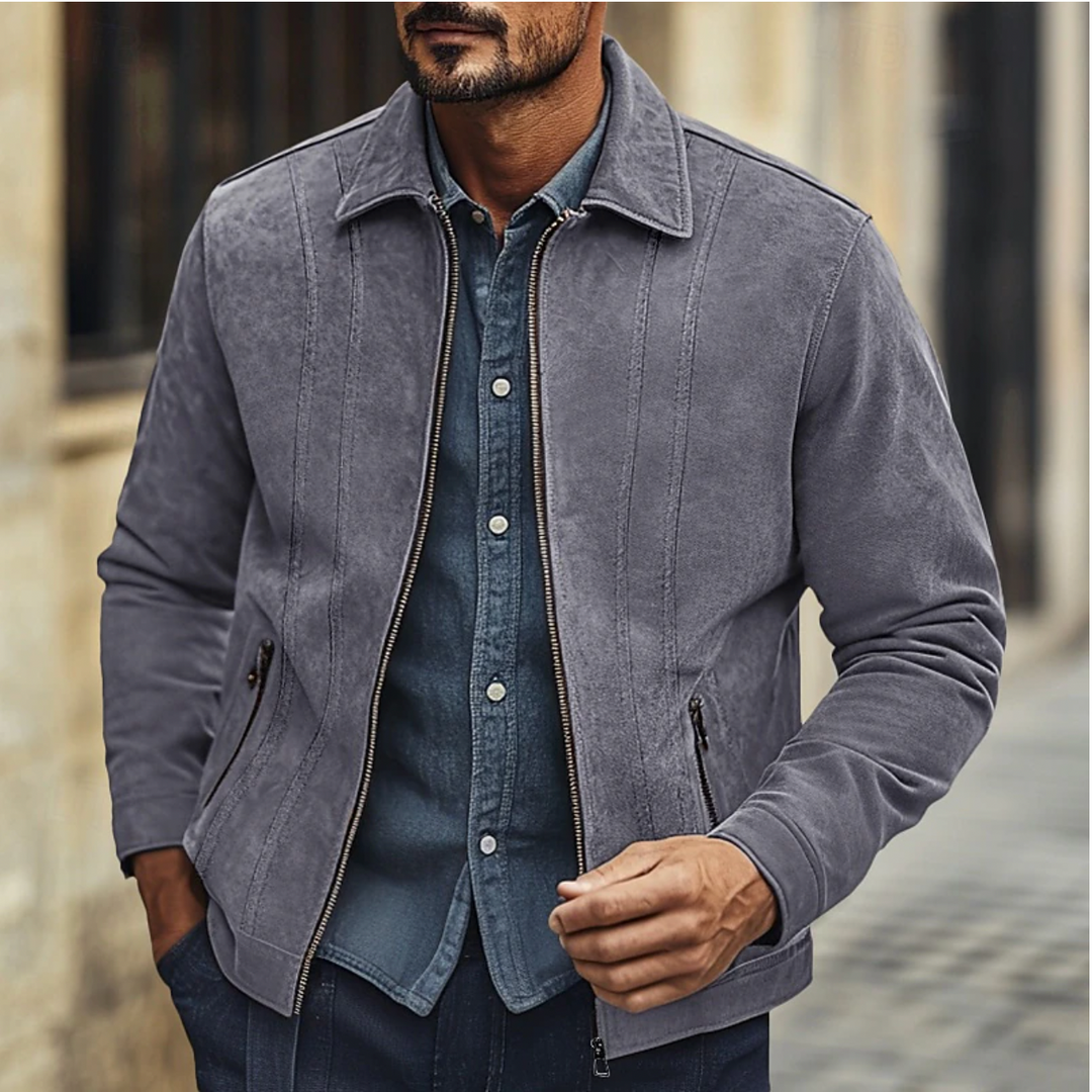 Olivier | Suede Bomber Jacket Men