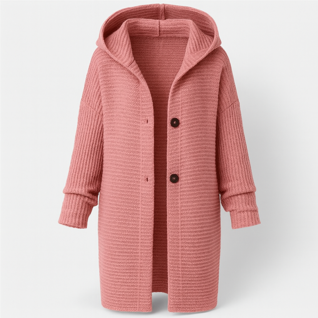 Elegant women's cardigan with hood - cashmere Look