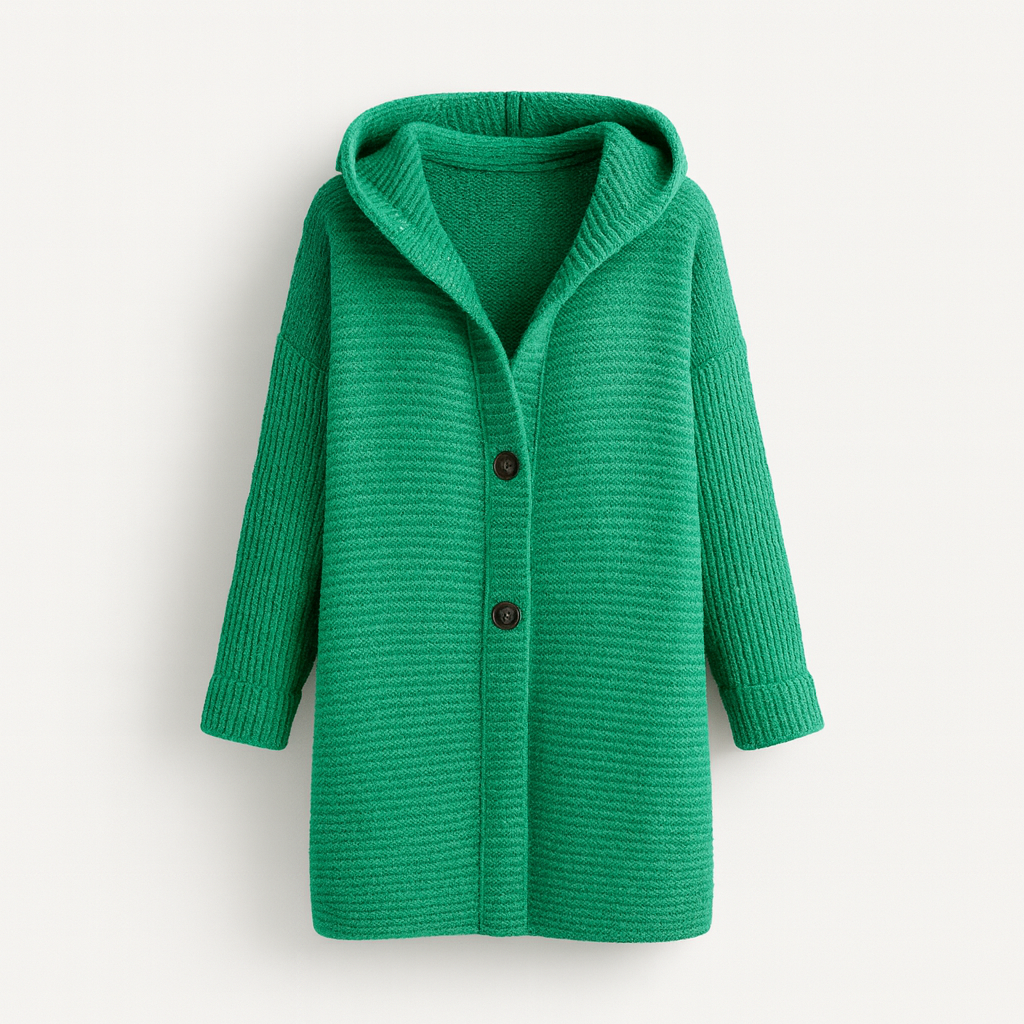 Elegant women's cardigan with hood - cashmere Look