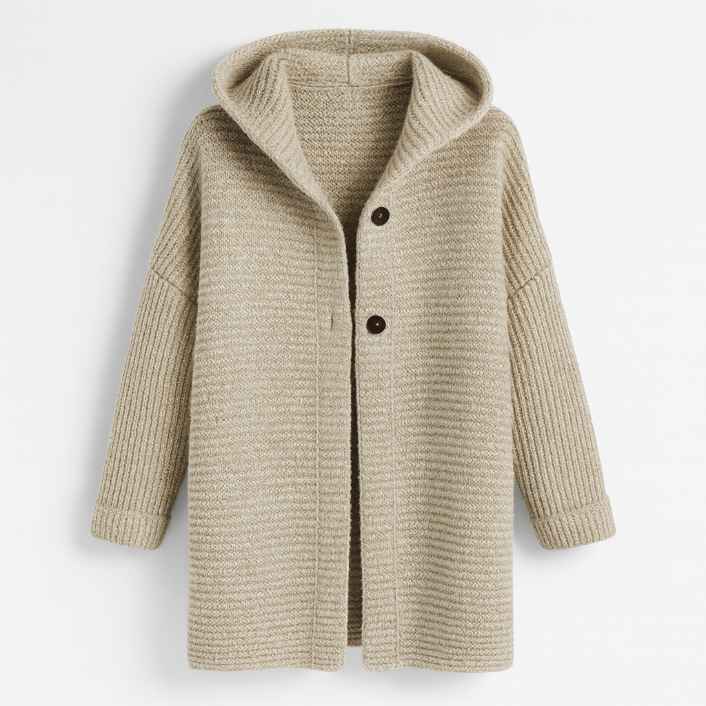 Elegant women's cardigan with hood - cashmere Look