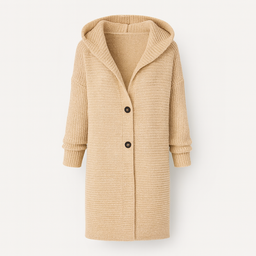 Elegant women's cardigan with hood - cashmere Look
