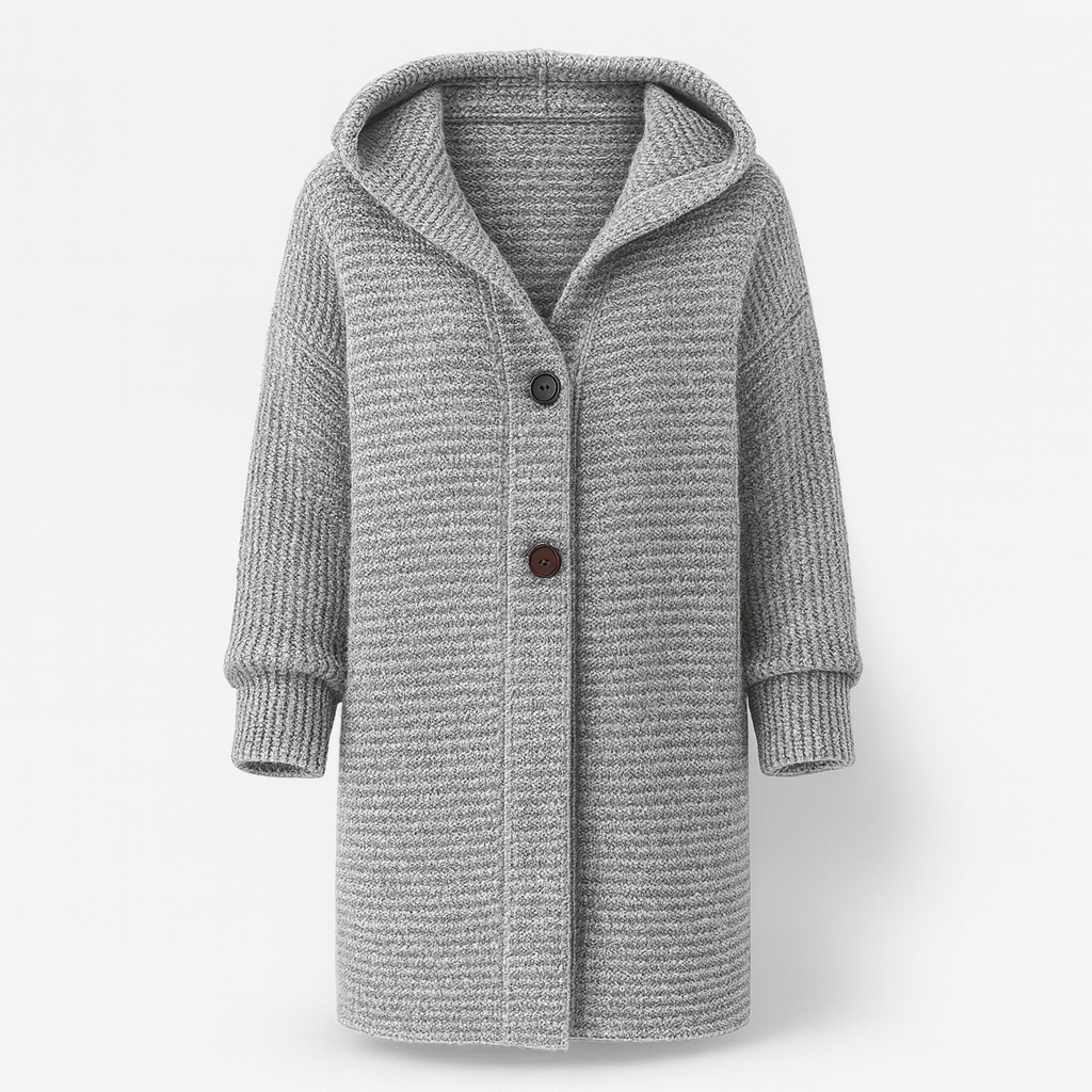 Elegant women's cardigan with hood - cashmere Look